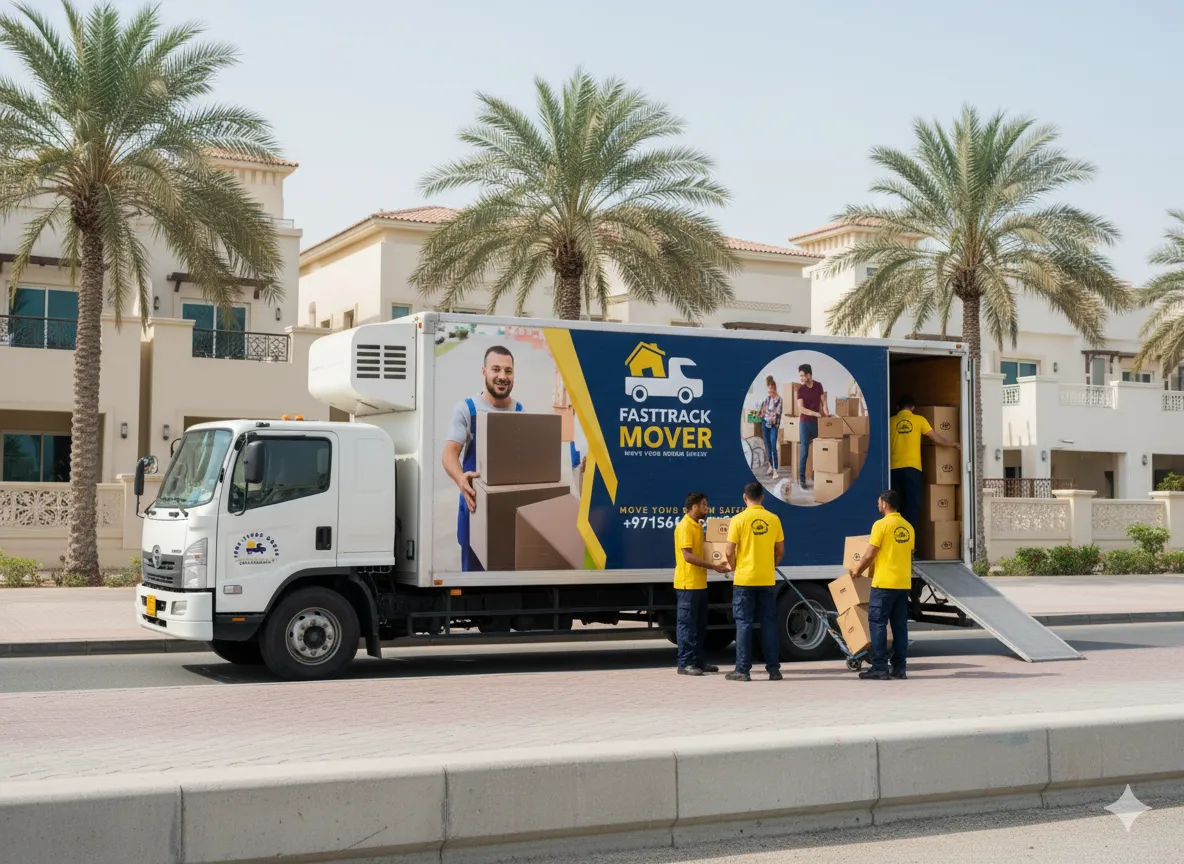Professional movers and packers in Sharjah packing household items for safe transport.
