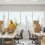 Affordable office movers and packers in Dubai packing business files.