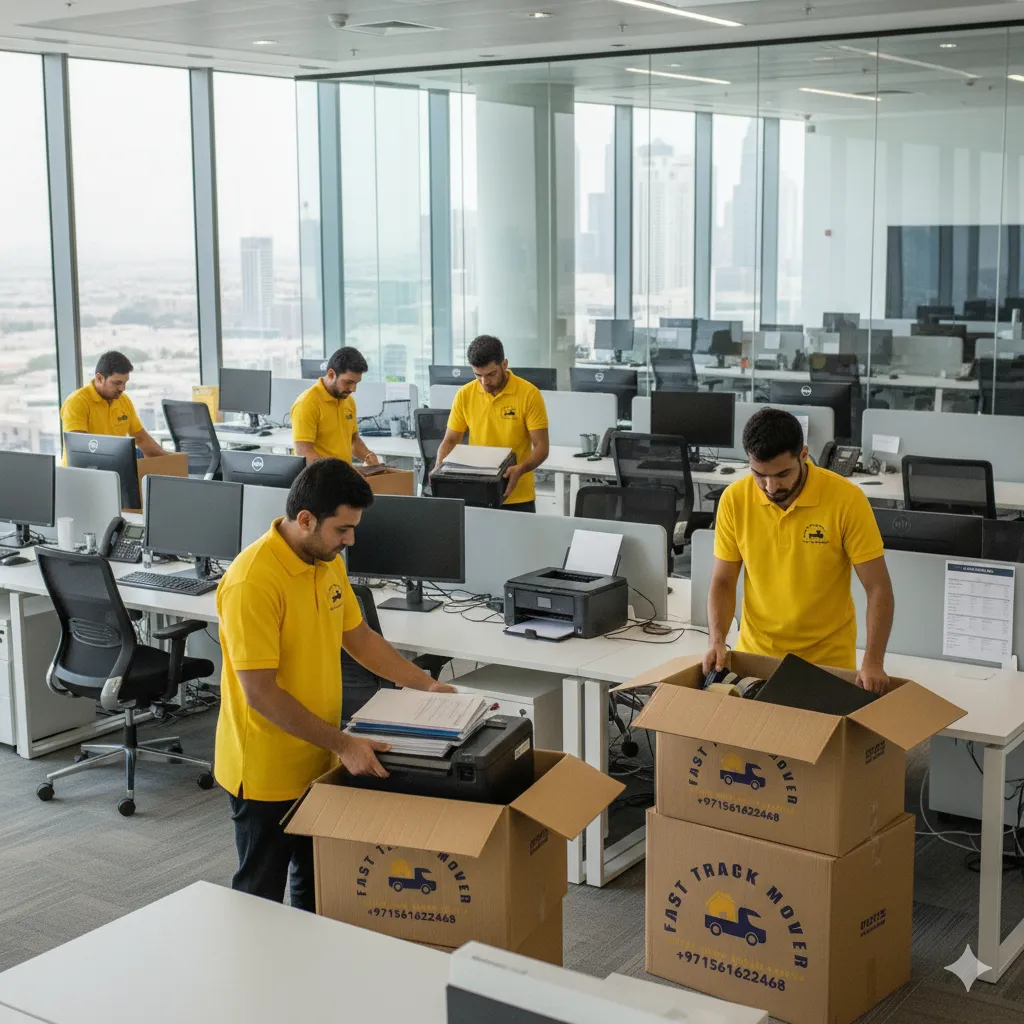 best office movers and packers in Dubai transporting office equipment.